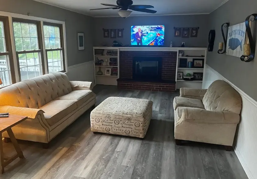 Gray Luxury Vinyl Plank Flooring Family Room